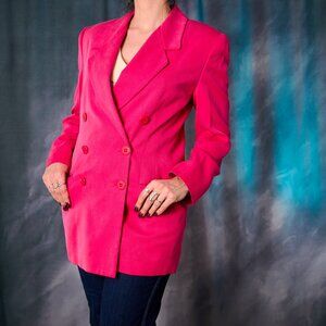 Vintage Ellen Tracy for Linda Allard 80's Hot Pink 100% Silk Blazer Jacket Size